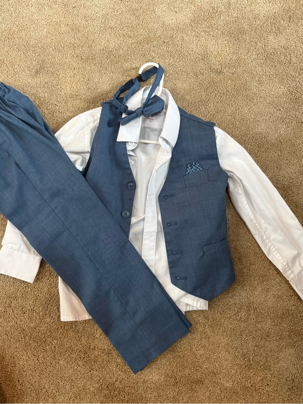Boys Blue Dress Vest, Pants & Bow Tie Set